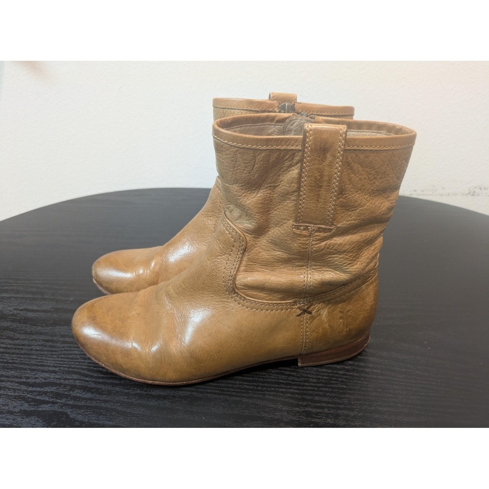 Frye Boots Womens Size 6 Brown Leather Jillian Short Zip Ankle Flat Booties
